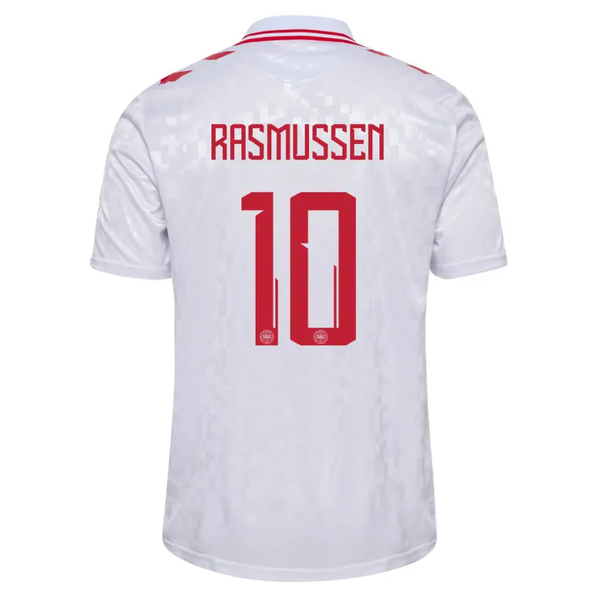 Danxen Dzieci Dania Christian Rasmussen #10 Biały Wyjazdowa Koszulka 24-26 Koszulki Klubowe