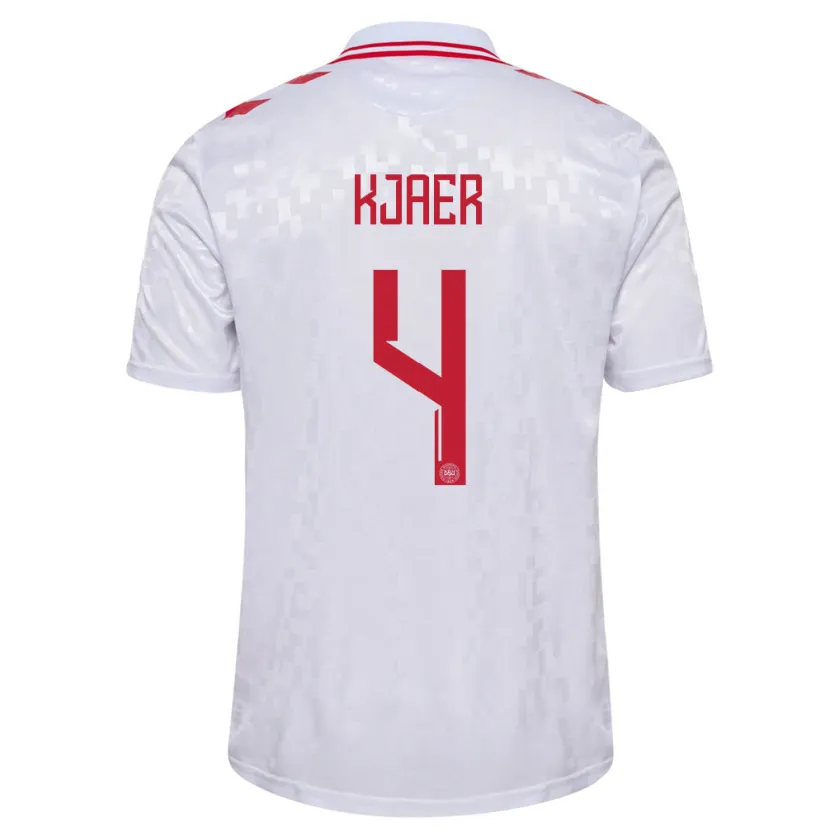 Danxen Dzieci Dania Simon Kjaer #4 Biały Wyjazdowa Koszulka 24-26 Koszulki Klubowe