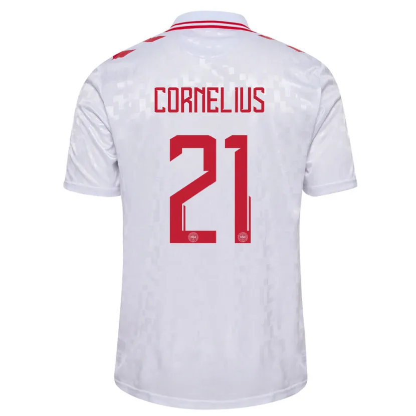 Danxen Dzieci Dania Andreas Cornelius #21 Biały Wyjazdowa Koszulka 24-26 Koszulki Klubowe