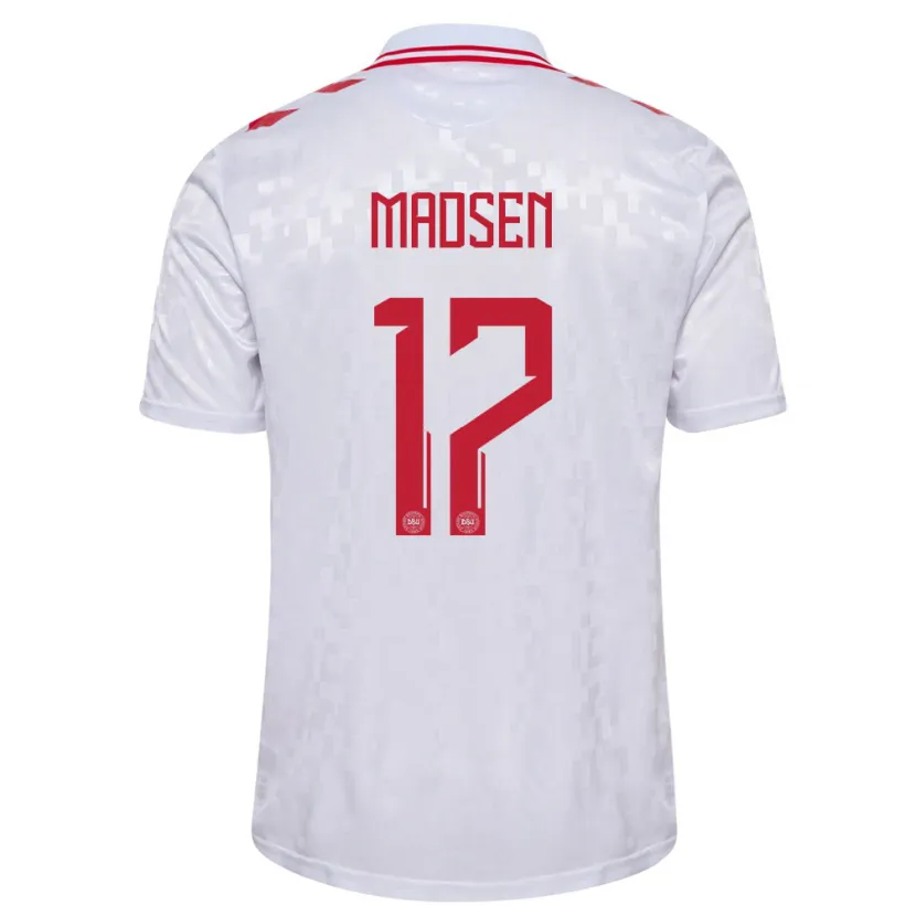 Danxen Dzieci Dania Nicolas Madsen #17 Biały Wyjazdowa Koszulka 24-26 Koszulki Klubowe