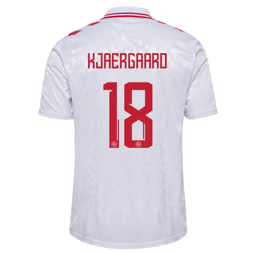 Danxen Dzieci Dania Maurits Kjaergaard #18 Biały Wyjazdowa Koszulka 24-26 Koszulki Klubowe