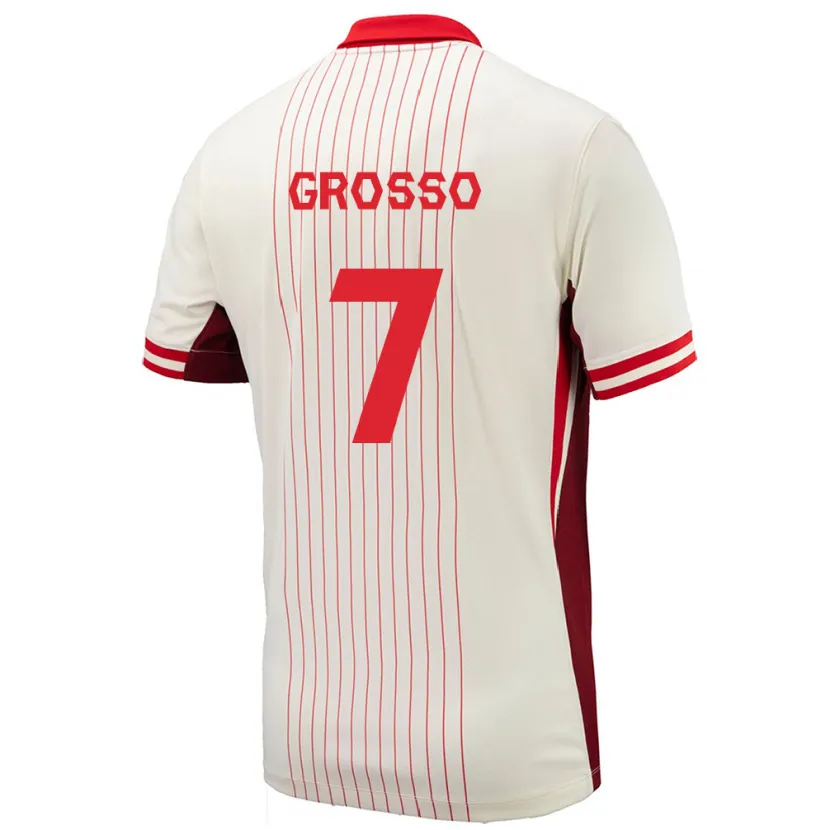 Danxen Dzieci Kanada Julia Grosso #7 Biały Wyjazdowa Koszulka 24-26 Koszulki Klubowe
