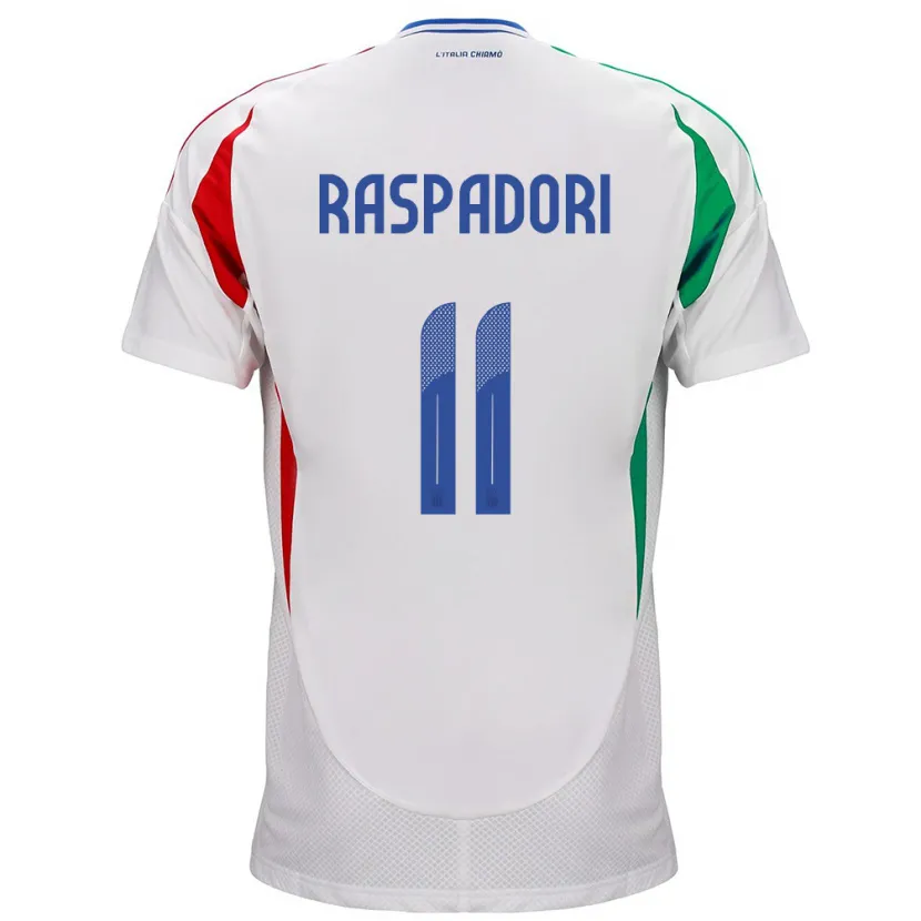 Danxen Dzieci Włochy Giacomo Raspadori #11 Biały Wyjazdowa Koszulka 24-26 Koszulki Klubowe