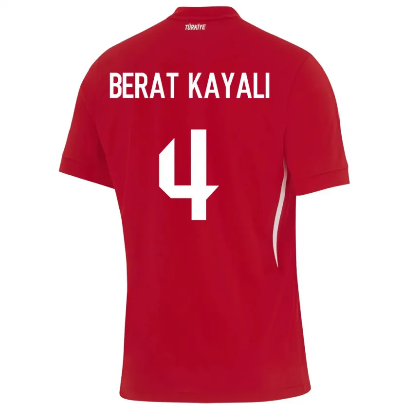 Danxen Dzieci Turcja Hasan Berat Kayalı #4 Czerwony Wyjazdowa Koszulka 24-26 Koszulki Klubowe