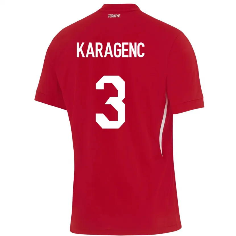 Danxen Dzieci Turcja Didem Karagenç #3 Czerwony Wyjazdowa Koszulka 24-26 Koszulki Klubowe