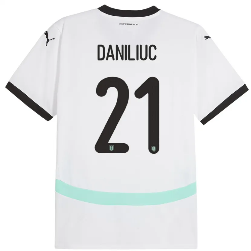 Danxen Dzieci Austria Flavius Daniliuc #21 Biały Wyjazdowa Koszulka 24-26 Koszulki Klubowe