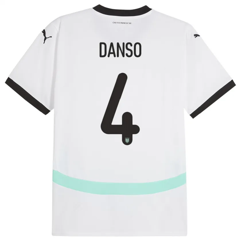 Danxen Dzieci Austria Kevin Danso #4 Biały Wyjazdowa Koszulka 24-26 Koszulki Klubowe