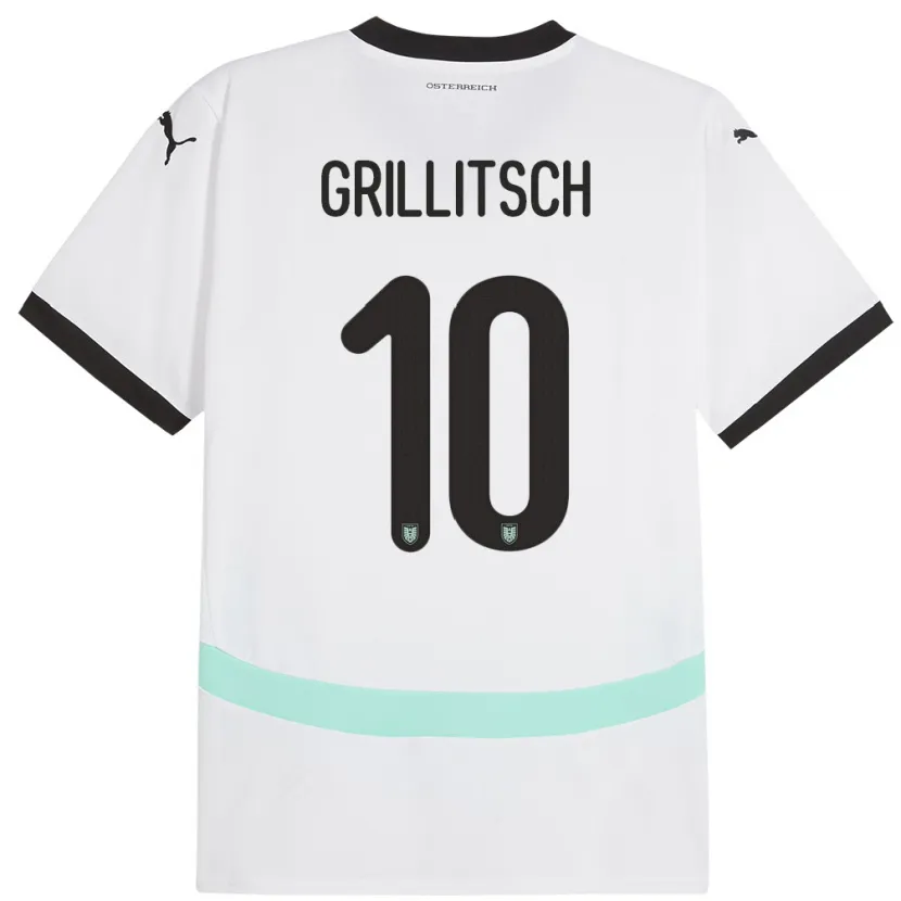 Danxen Dzieci Austria Florian Grillitsch #10 Biały Wyjazdowa Koszulka 24-26 Koszulki Klubowe