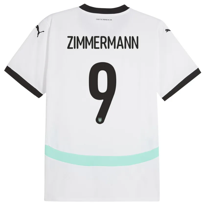 Danxen Dzieci Austria Bernhard Zimmermann #9 Biały Wyjazdowa Koszulka 24-26 Koszulki Klubowe