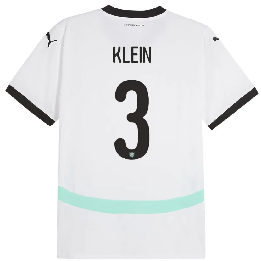 Danxen Dzieci Austria Jennifer Klein #3 Biały Wyjazdowa Koszulka 24-26 Koszulki Klubowe