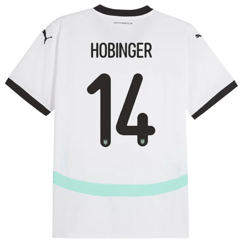Danxen Dzieci Austria Marie Höbinger #14 Biały Wyjazdowa Koszulka 24-26 Koszulki Klubowe