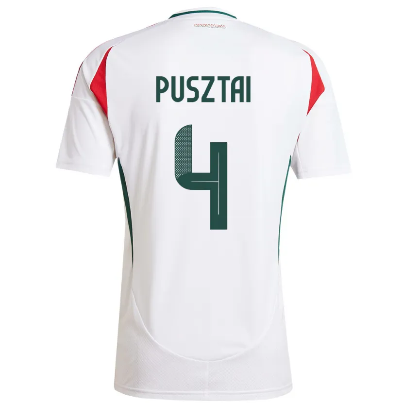 Danxen Dzieci Węgry Sára Pusztai #4 Biały Wyjazdowa Koszulka 24-26 Koszulki Klubowe