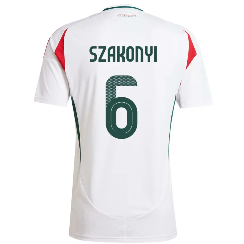 Danxen Dzieci Węgry Emese Szakonyi #6 Biały Wyjazdowa Koszulka 24-26 Koszulki Klubowe