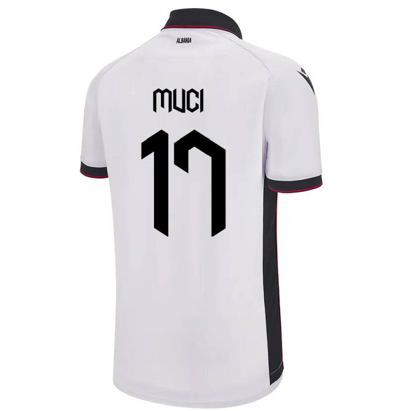 Danxen Dzieci Albania Ernest Muci #17 Biały Wyjazdowa Koszulka 24-26 Koszulki Klubowe