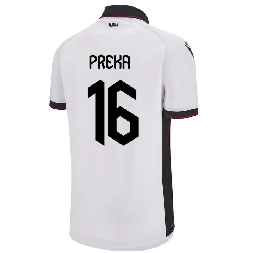 Danxen Dzieci Albania Marcelino Preka #16 Biały Wyjazdowa Koszulka 24-26 Koszulki Klubowe