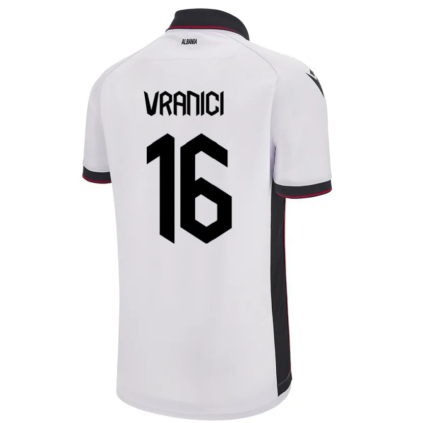 Danxen Dzieci Albania Dean Vranici #16 Biały Wyjazdowa Koszulka 24-26 Koszulki Klubowe
