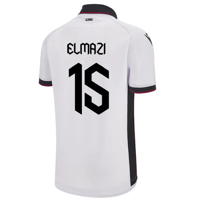 Danxen Dzieci Albania Enea Elmazi #15 Biały Wyjazdowa Koszulka 24-26 Koszulki Klubowe