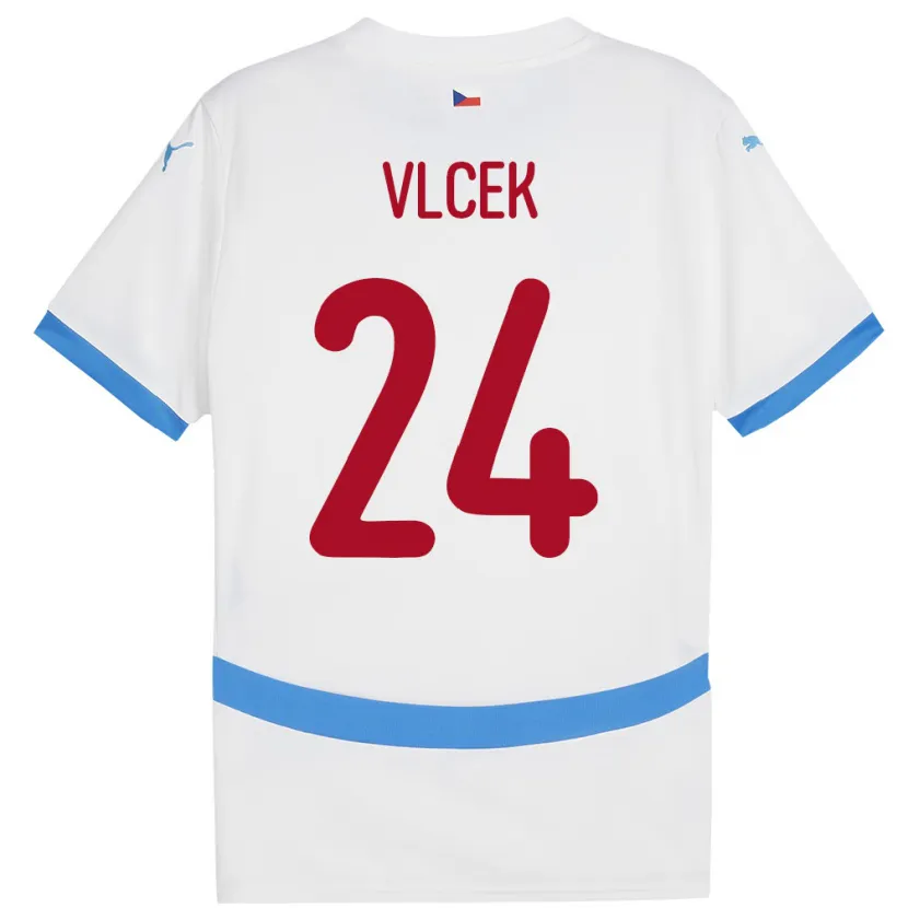 Danxen Dzieci Czechy Tomas Vlcek #24 Biały Wyjazdowa Koszulka 24-26 Koszulki Klubowe