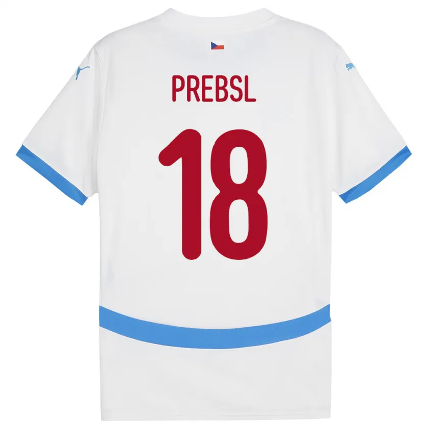 Danxen Dzieci Czechy Filip Prebsl #18 Biały Wyjazdowa Koszulka 24-26 Koszulki Klubowe