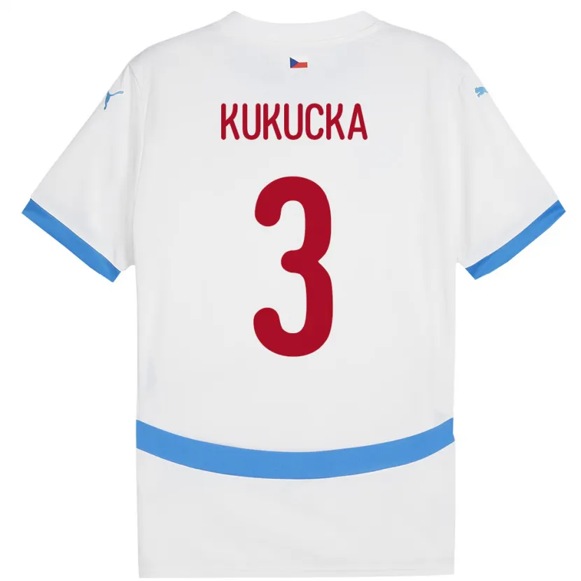 Danxen Dzieci Czechy Ondrej Kukucka #3 Biały Wyjazdowa Koszulka 24-26 Koszulki Klubowe