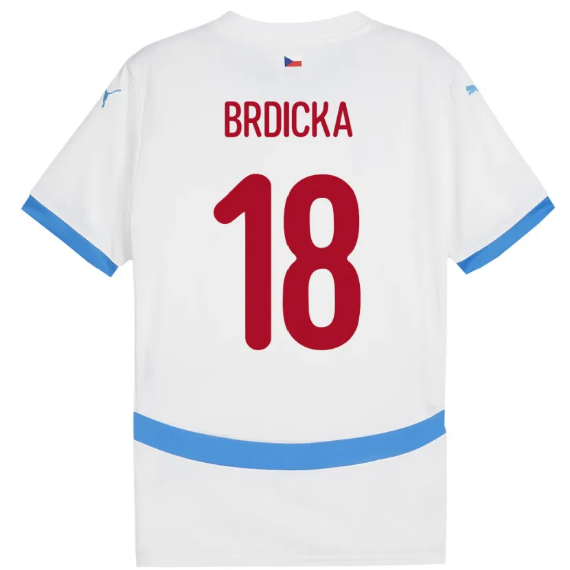 Danxen Dzieci Czechy Filip Brdicka #18 Biały Wyjazdowa Koszulka 24-26 Koszulki Klubowe