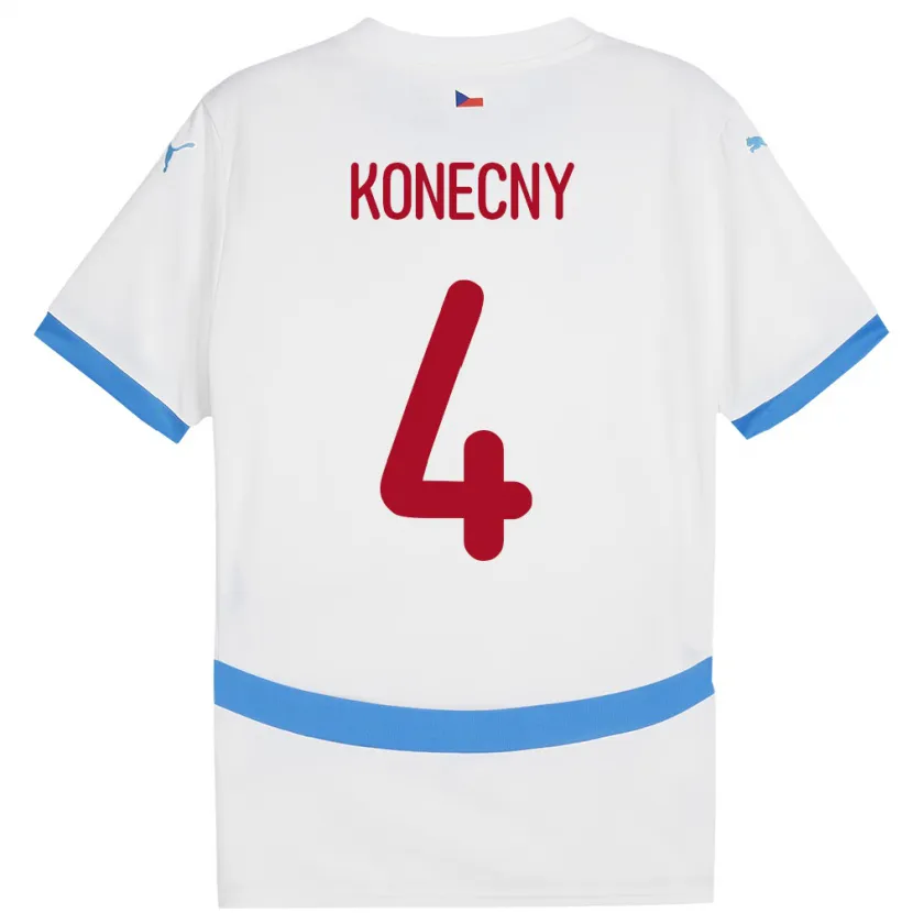 Danxen Dzieci Czechy Mikulas Konecny #4 Biały Wyjazdowa Koszulka 24-26 Koszulki Klubowe