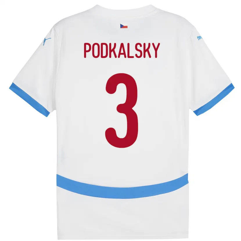 Danxen Dzieci Czechy Jakub Podkalsky #3 Biały Wyjazdowa Koszulka 24-26 Koszulki Klubowe