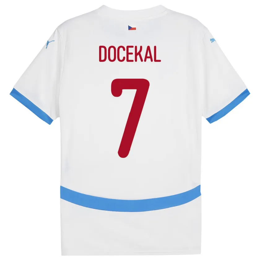 Danxen Dzieci Czechy Tomas Docekal #7 Biały Wyjazdowa Koszulka 24-26 Koszulki Klubowe