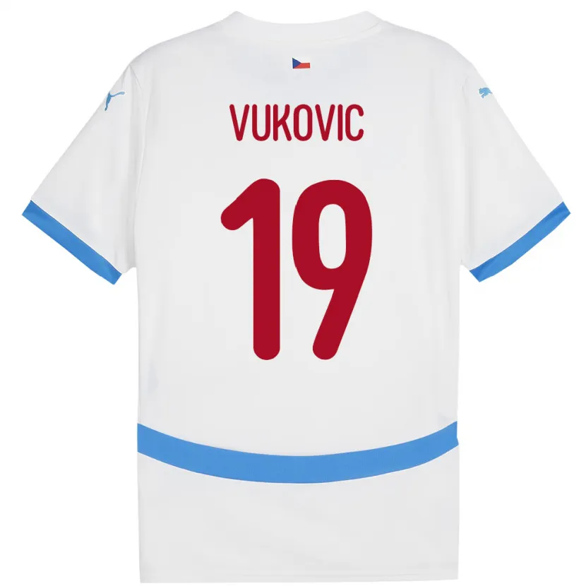 Danxen Dzieci Czechy Kristian Vukovic #19 Biały Wyjazdowa Koszulka 24-26 Koszulki Klubowe