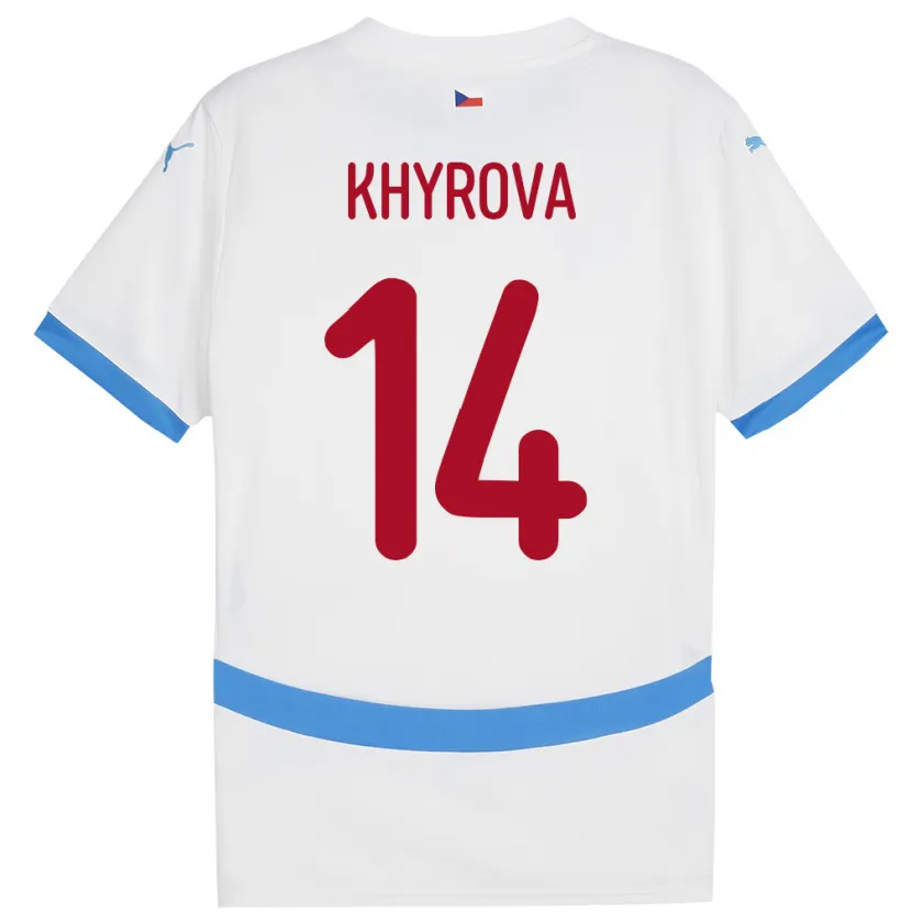 Danxen Dzieci Czechy Michaela Khýrová #14 Biały Wyjazdowa Koszulka 24-26 Koszulki Klubowe