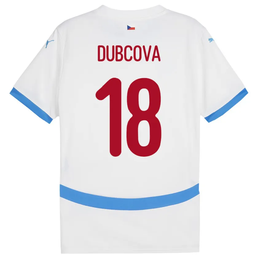 Danxen Dzieci Czechy Kamila Dubcová #18 Biały Wyjazdowa Koszulka 24-26 Koszulki Klubowe