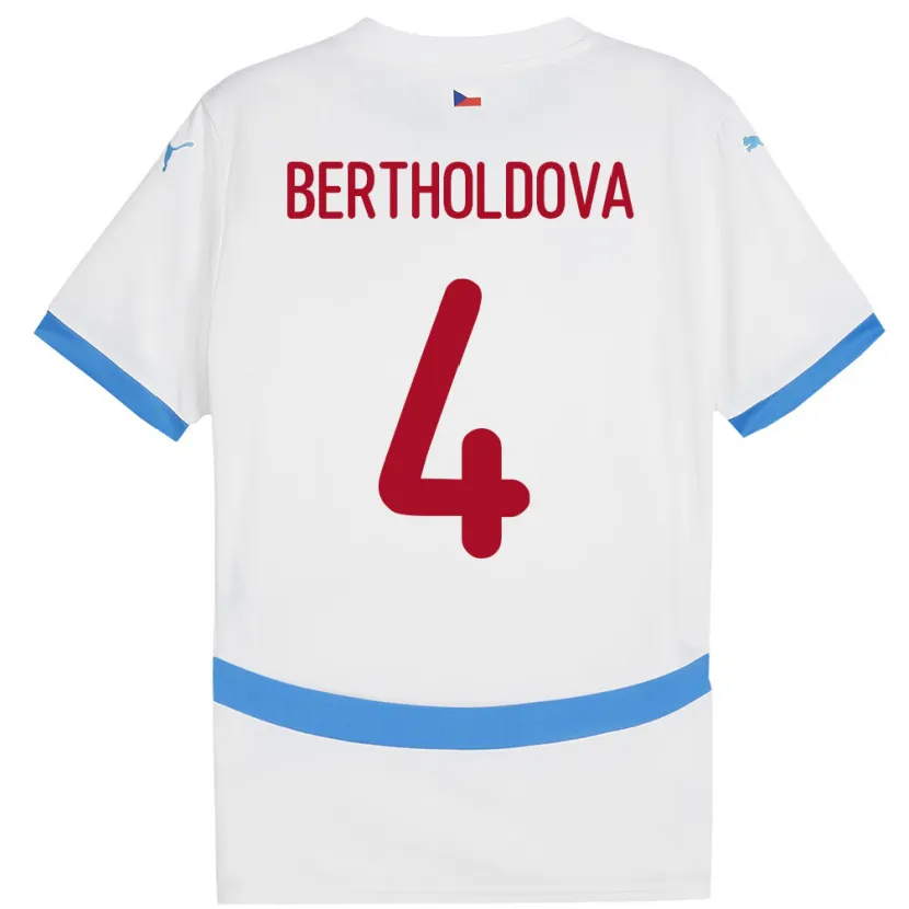 Danxen Dzieci Czechy Petra Bertholdová #4 Biały Wyjazdowa Koszulka 24-26 Koszulki Klubowe