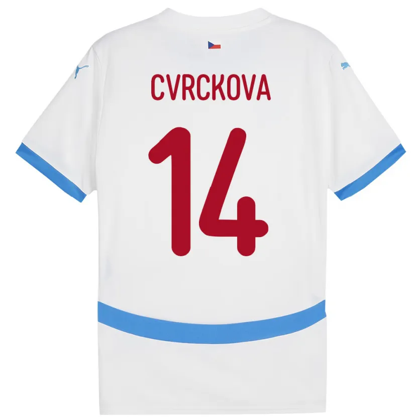 Danxen Dzieci Czechy Klára Cvrčková #14 Biały Wyjazdowa Koszulka 24-26 Koszulki Klubowe