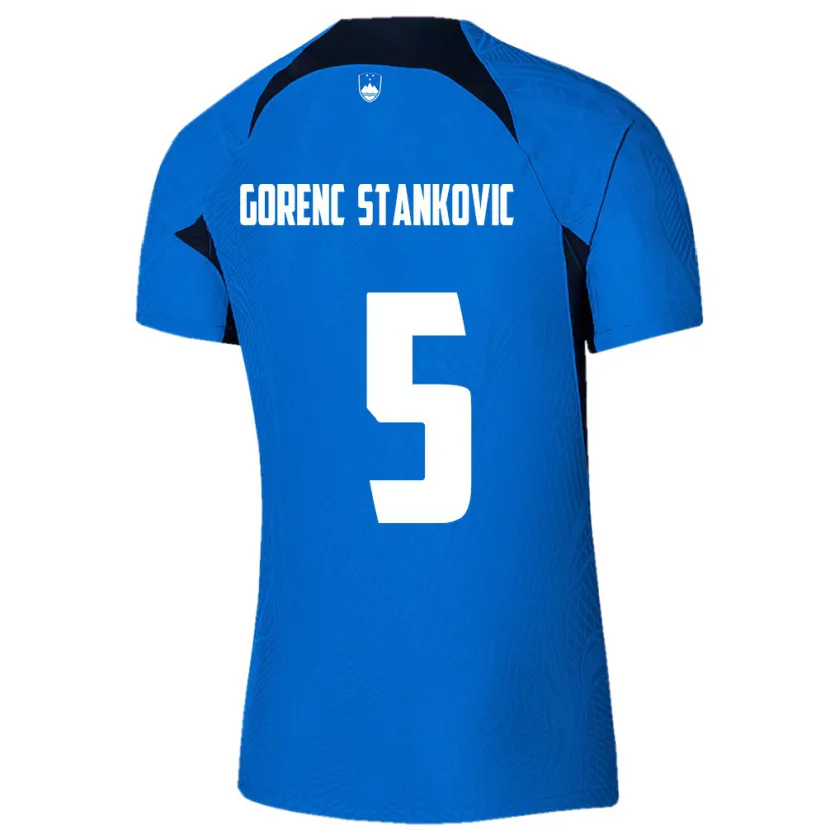 Danxen Dzieci Słowenia Jon Gorenc Stankovic #5 Niebieski Wyjazdowa Koszulka 24-26 Koszulki Klubowe