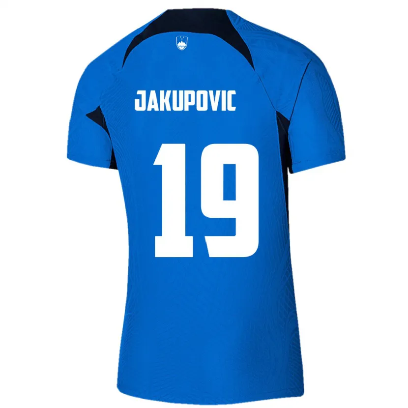 Danxen Dzieci Słowenia Aldin Jakupovic #19 Niebieski Wyjazdowa Koszulka 24-26 Koszulki Klubowe