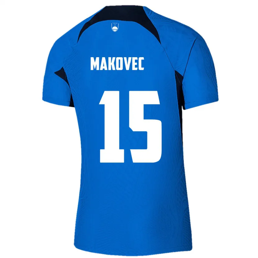 Danxen Dzieci Słowenia Sara Makovec #15 Niebieski Wyjazdowa Koszulka 24-26 Koszulki Klubowe