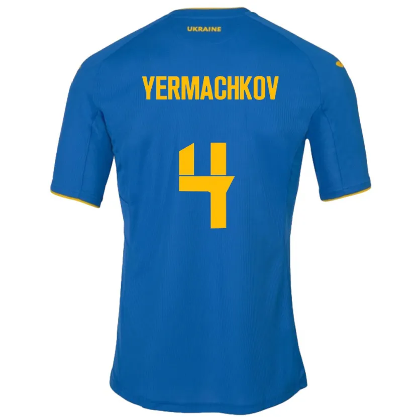 Danxen Dzieci Ukraina Ivan Yermachkov #4 Niebieski Wyjazdowa Koszulka 24-26 Koszulki Klubowe
