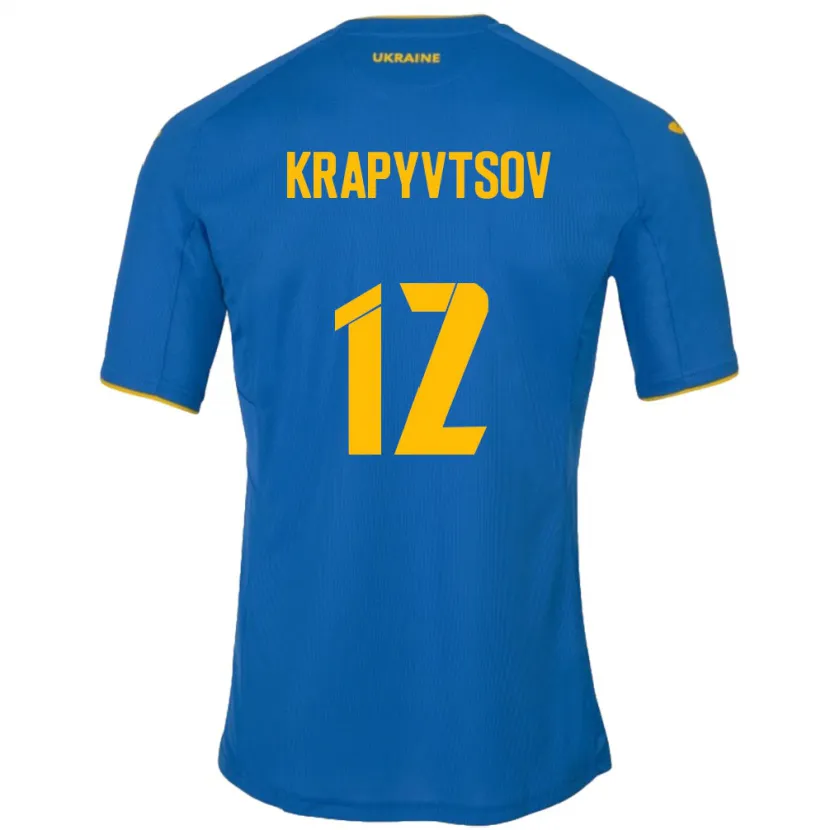 Danxen Dzieci Ukraina Vladyslav Krapyvtsov #12 Niebieski Wyjazdowa Koszulka 24-26 Koszulki Klubowe
