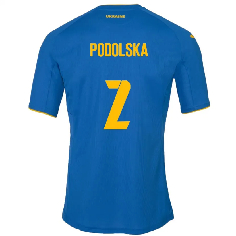 Danxen Dzieci Ukraina Iryna Podolska #2 Niebieski Wyjazdowa Koszulka 24-26 Koszulki Klubowe