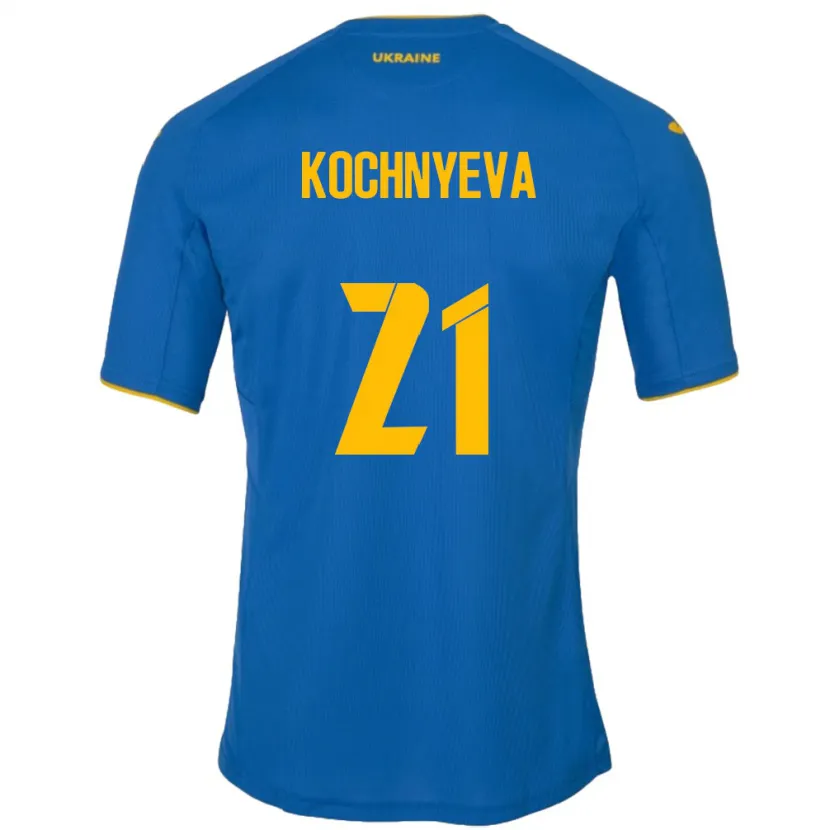 Danxen Dzieci Ukraina Iryna Kochnyeva #21 Niebieski Wyjazdowa Koszulka 24-26 Koszulki Klubowe