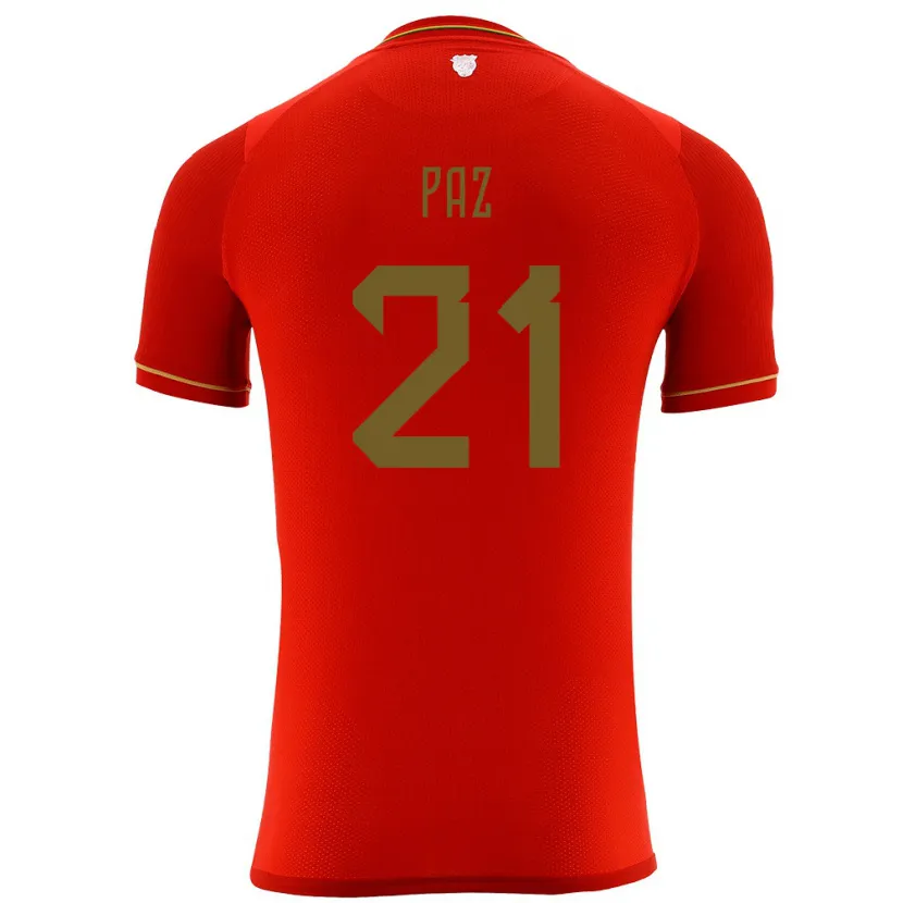 Danxen Dzieci Boliwia Luis Paz #21 Czerwony Wyjazdowa Koszulka 24-26 Koszulki Klubowe