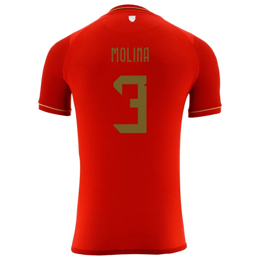 Danxen Dzieci Boliwia Iván Molina #3 Czerwony Wyjazdowa Koszulka 24-26 Koszulki Klubowe