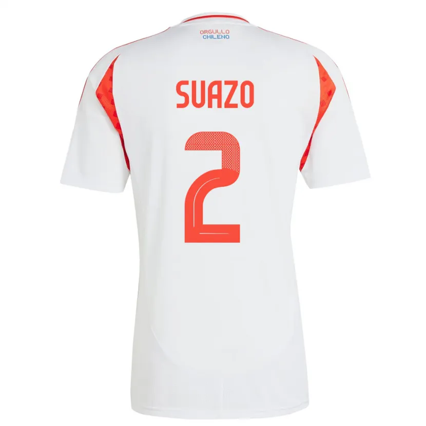 Danxen Dzieci Chile Gabriel Suazo #2 Biały Wyjazdowa Koszulka 24-26 Koszulki Klubowe