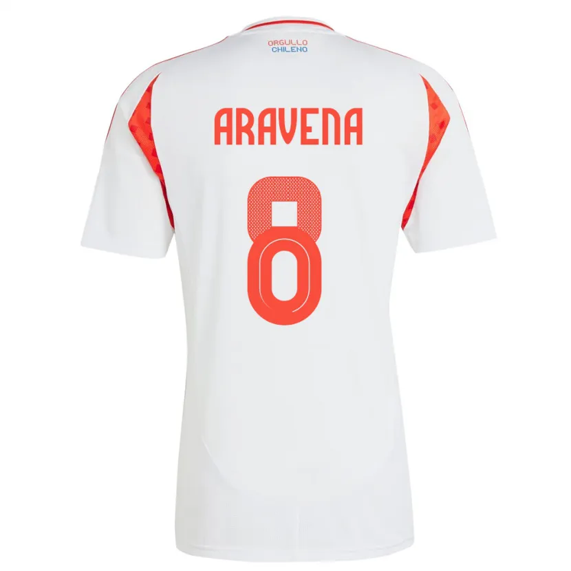 Danxen Dzieci Chile Alexander Aravena #8 Biały Wyjazdowa Koszulka 24-26 Koszulki Klubowe