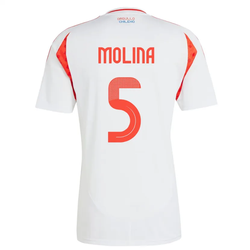 Danxen Dzieci Chile Benjamín Molina #5 Biały Wyjazdowa Koszulka 24-26 Koszulki Klubowe