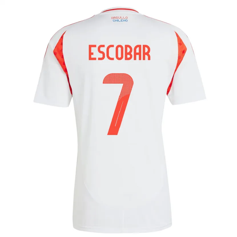 Danxen Dzieci Chile Bastián Escobar #7 Biały Wyjazdowa Koszulka 24-26 Koszulki Klubowe