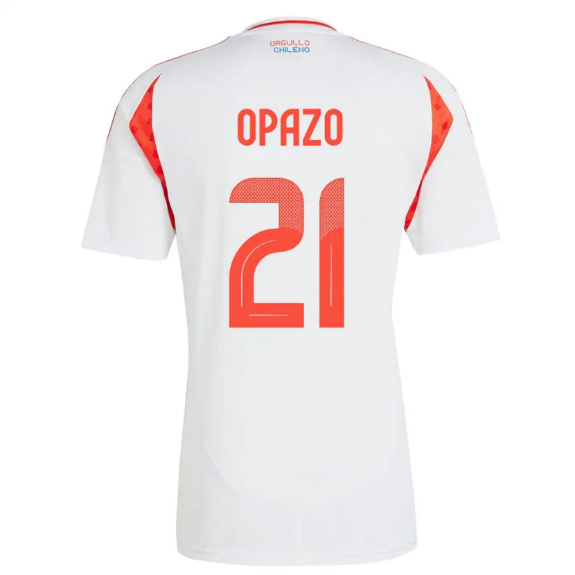 Danxen Dzieci Chile Diego Opazo #21 Biały Wyjazdowa Koszulka 24-26 Koszulki Klubowe