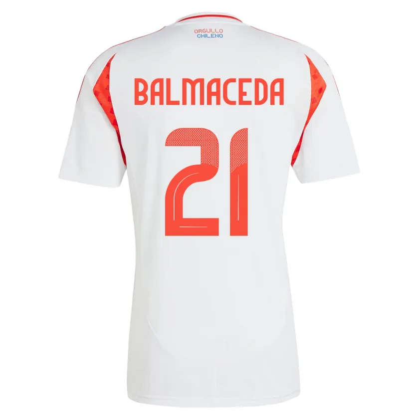 Danxen Dzieci Chile Rosario Balmaceda #21 Biały Wyjazdowa Koszulka 24-26 Koszulki Klubowe