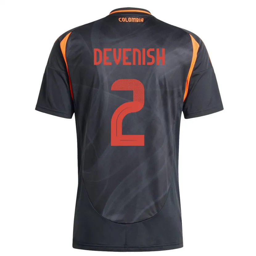 Danxen Dzieci Kolumbia Cristian Devenish #2 Czarny Wyjazdowa Koszulka 24-26 Koszulki Klubowe