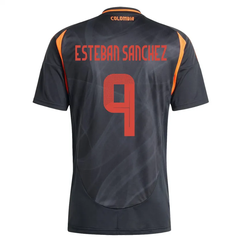 Danxen Dzieci Kolumbia Juan Esteban Sánchez #9 Czarny Wyjazdowa Koszulka 24-26 Koszulki Klubowe
